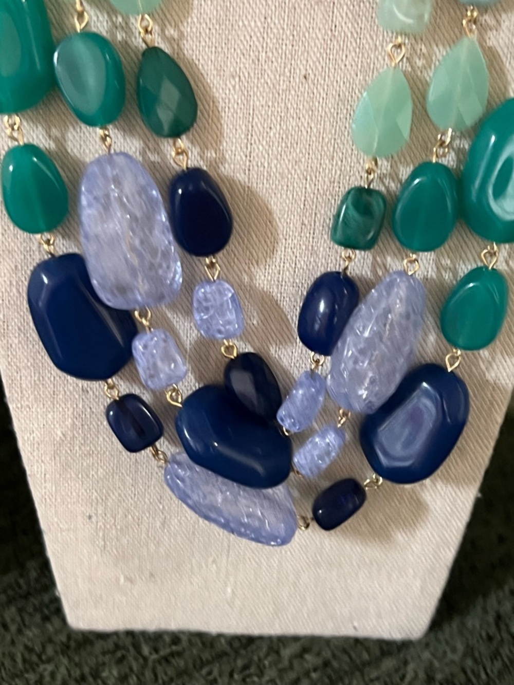 Multi-Strand Beaded Necklace in Yellow, Teal & Blue #DILL1 - Picture 5 of 6